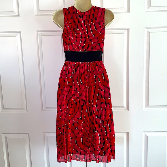 Vivienne Tam MIDI Dress Size 0 Red/Black - Picture 2 of 4
